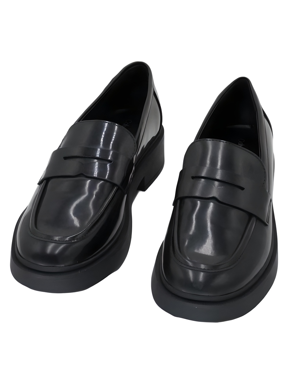 Calvin Klein Womens Otinya Almond Black Patent Penny Loafers Size 8.5M - Picture 2 of 6